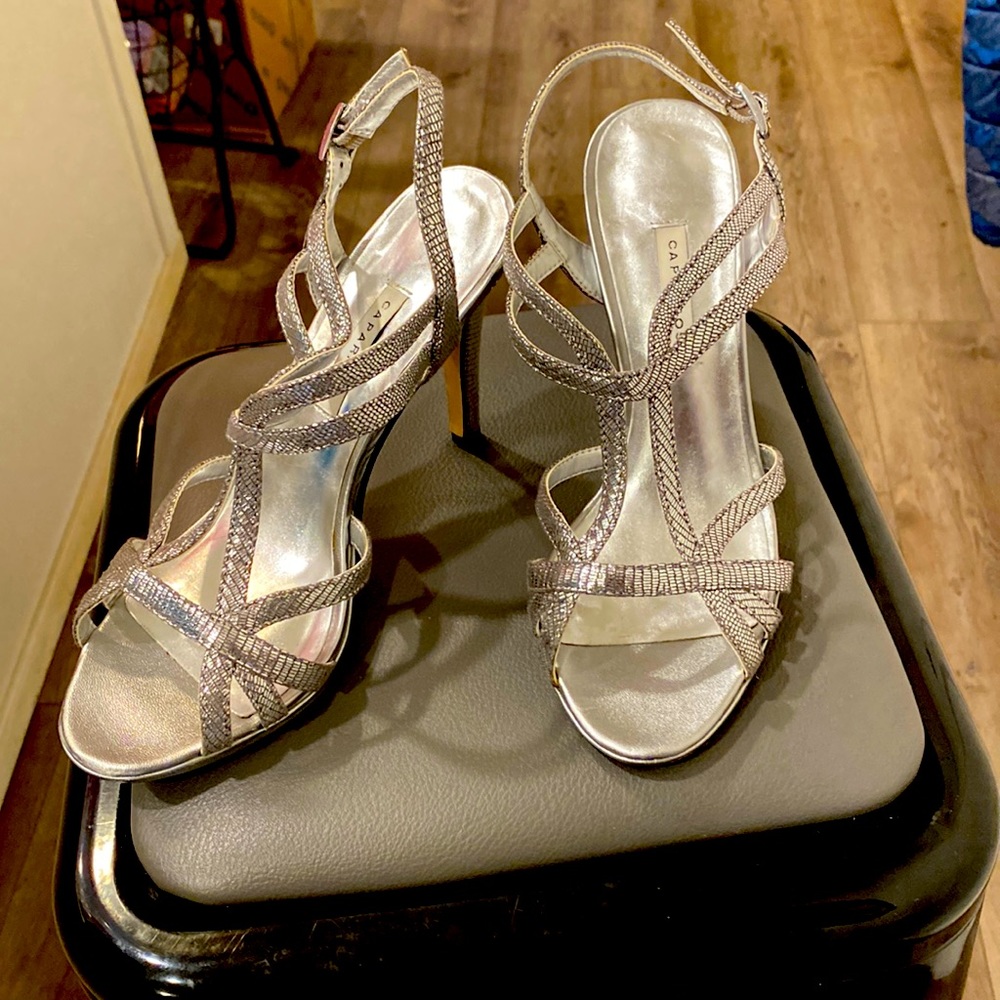 Silver, size 7B, dressy shoes